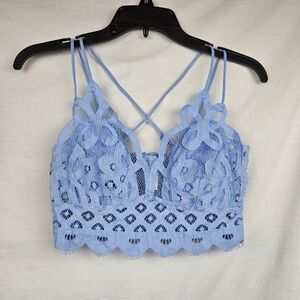 Zenana NWOT Light Blue Bralette Med Lace Boho Hippie Fairycore Feminine Coquette